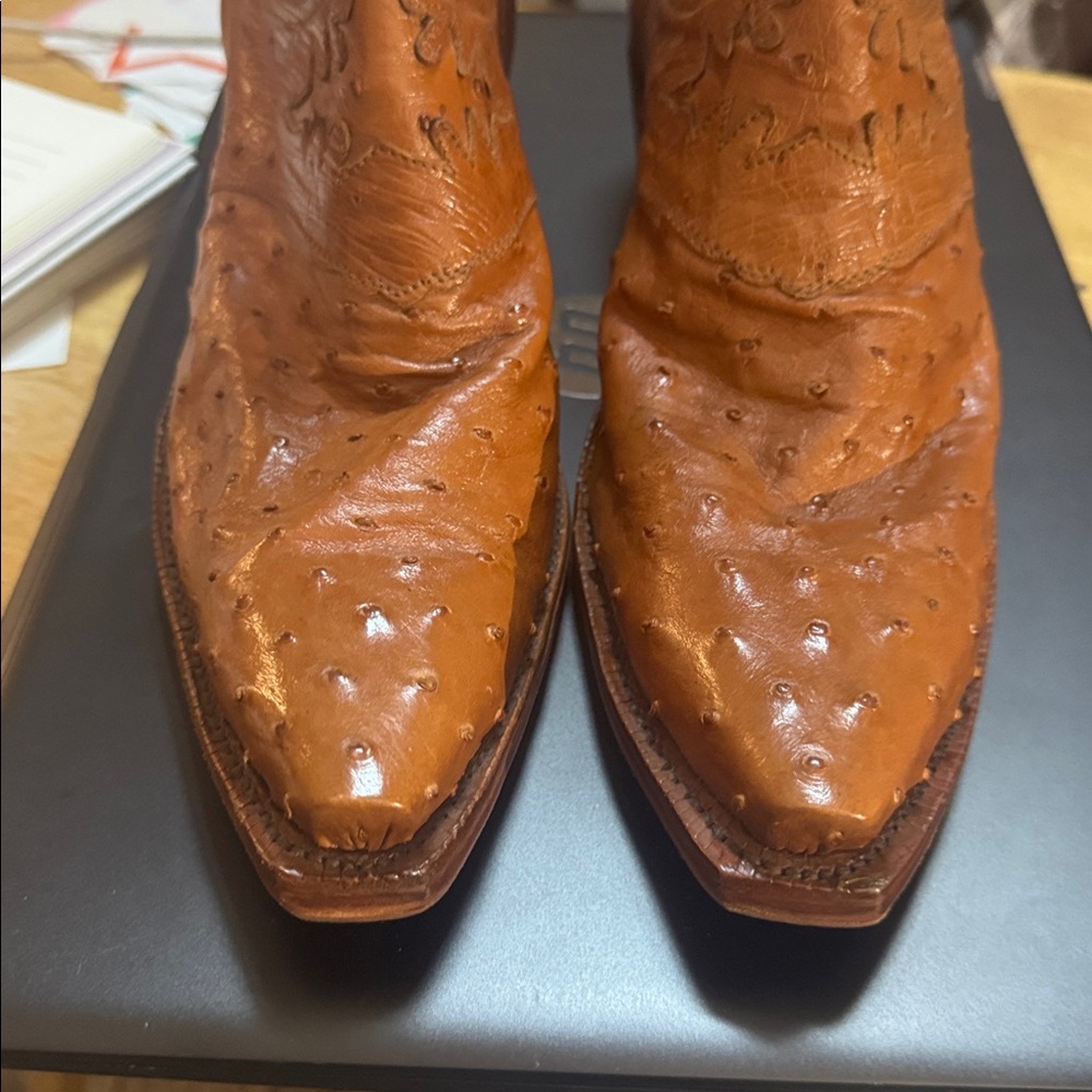 Lucchese ostrich Brown Leather Cowboy Boots - Picture 13 of 16
